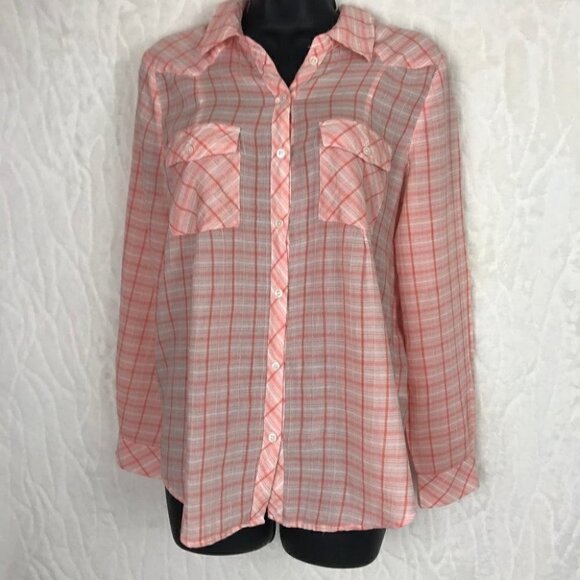JOIE Plaid Western Style 100% Cotton Button  Down Shirt Size M - Picture 1 of 7
